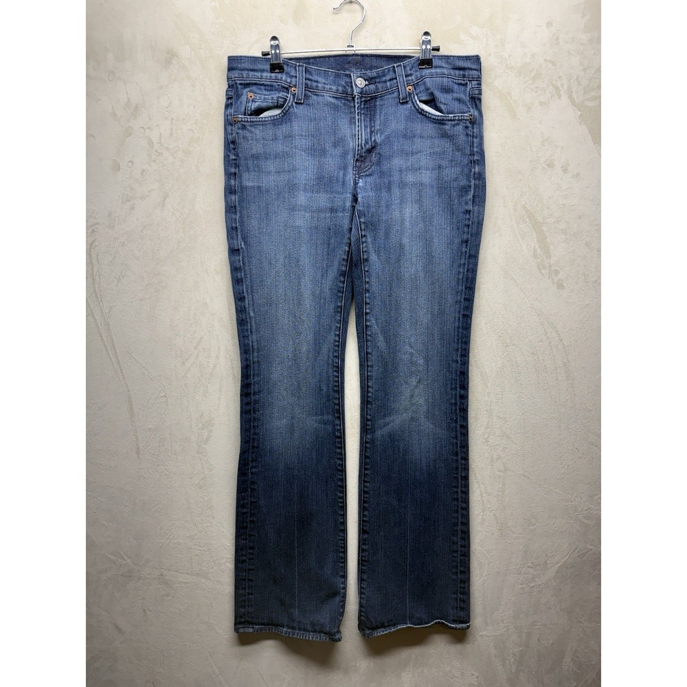 VTG Y2K 7 For All Mankind Bootcut Jeans 31x33 Blue Medium Wash Low Rise USA